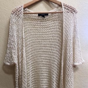 Forever 21 Cream Open Knit Cardigan w/ Fringe